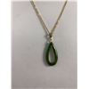 Image 2 : Vintage Dark Green BC Jade Pendant with Chain& Pair of BC Studs Earrings