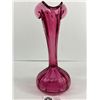 Image 2 : Vintage Mouth Blown Cranberry Glass Vase approx 9"T Good Condition. No chips, Cracks etc