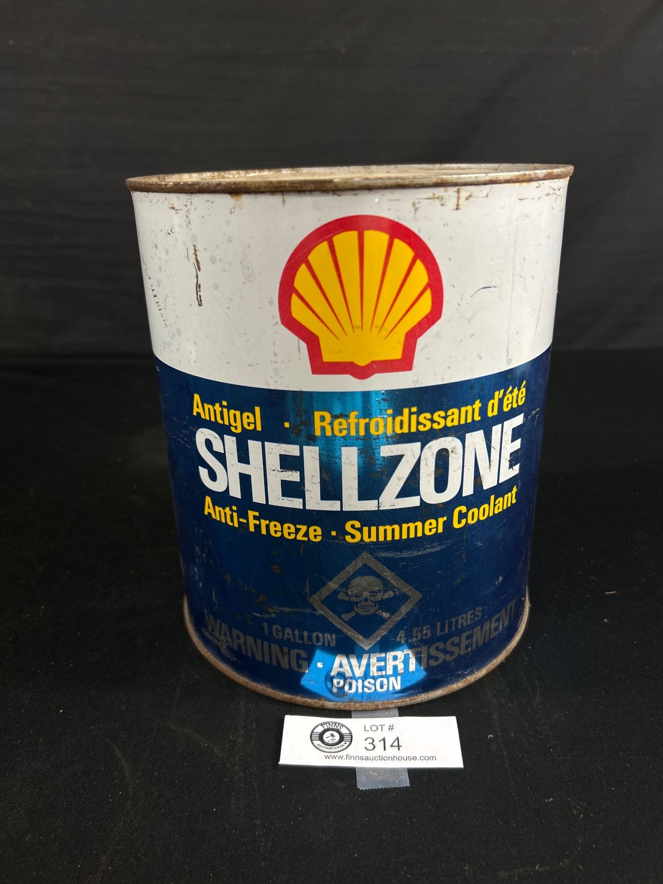 Vintage Shell Zone Anti-Freeze 1 Gallon Can, Empty