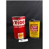 Image 1 : 1950's Shell X-100 Motor Oil Quart & Johnson Car Plate Can