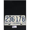 Image 1 : 1957 BC License Plate