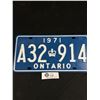 Image 2 : Mint Condition 1971 Ontario License Plate