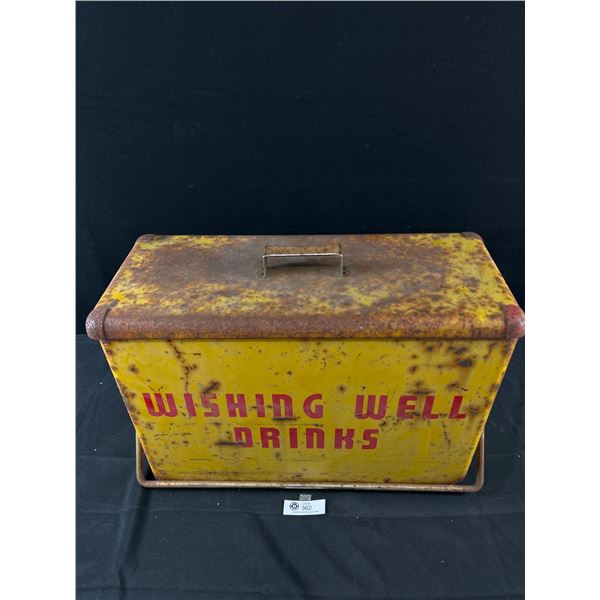 Vintage Metal Wishing Well Drinks Cooler. Approx. 22  x 9  x 15 