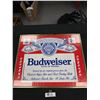 Image 1 : Framed Budweiser Sign. Approx. 20" x 16"