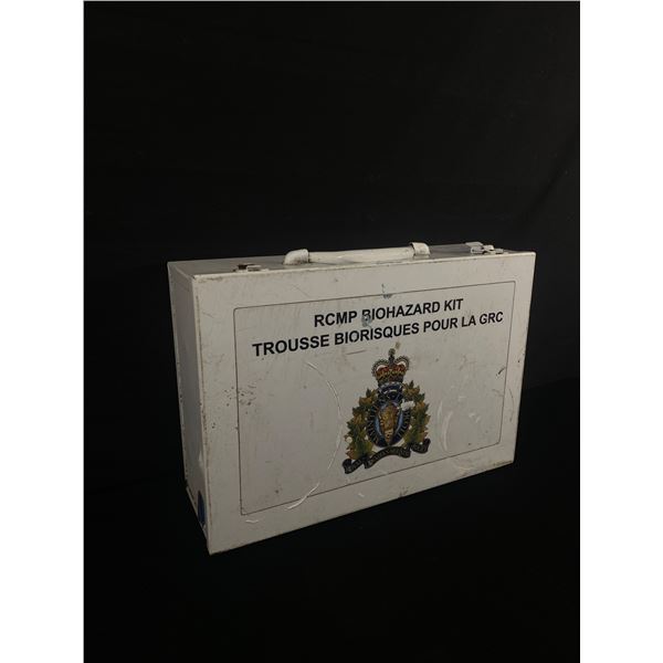 RCMP BioHazard Tin Box. (empty) Approx. 10 1/2" x 15 1/2" x 4 1/2".