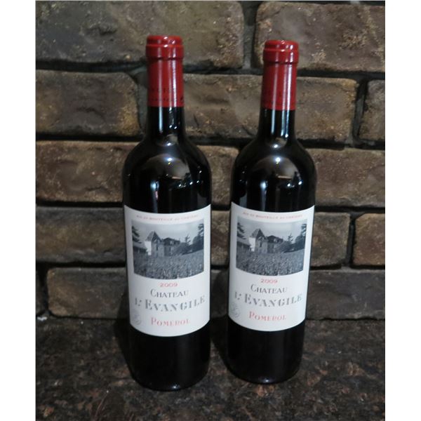 Qty 2 Bottles Chateau L'Evangile 2009 Pomerol Red Wine