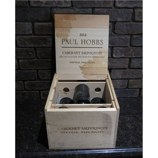 Qty 4 Bottles Paul Hobbs 2012 Cabernet Sauvignon Wine in Wooden Box