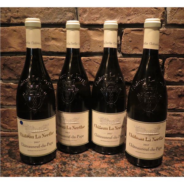 Qty 4 Bottles Chateau La Nerthe 2017 Chateauneuf-du-Pape Wine