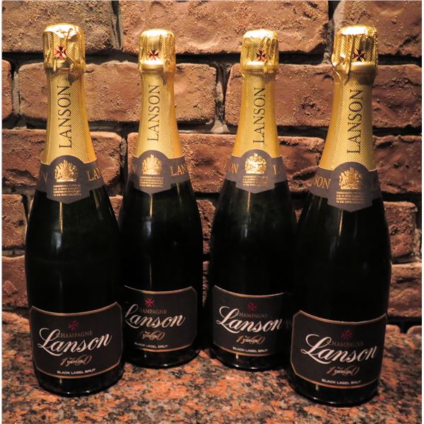 Qty 4 Bottles Lanson Black Label Brut Champagne