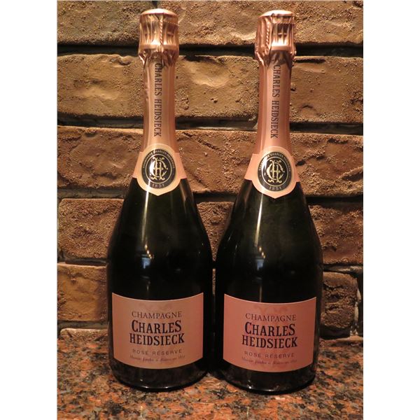 Qty 2 Bottles Charles Heidsieck Rose Reserve Champagne