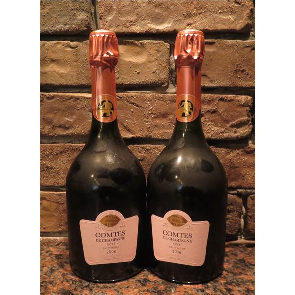 Qty 2 Bottles Taittinger 2006 Comtes de Champagne Rose