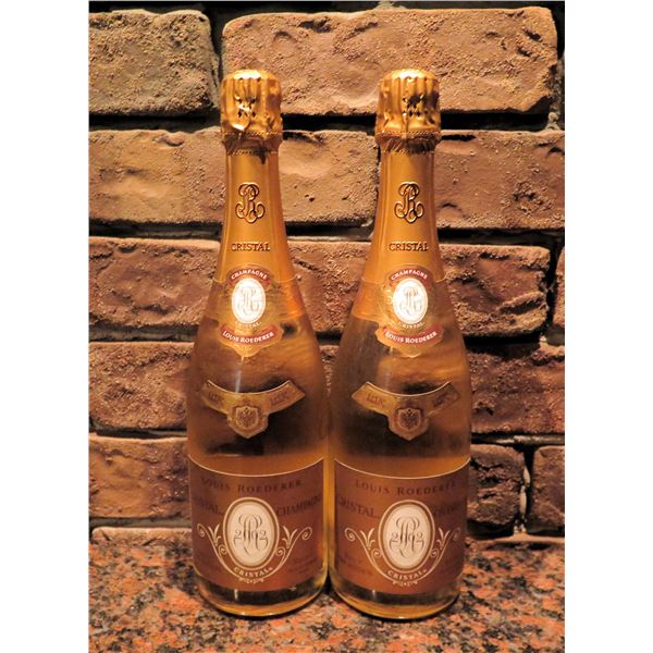 Qty 2 Bottles Louis Roederer 2002 Cristal Champagne