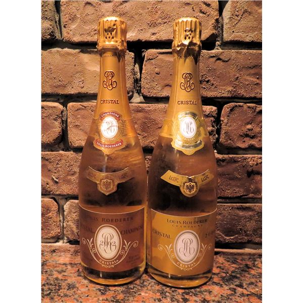 Qty 2 Bottles Louis Roederer 2002 Cristal Champagne