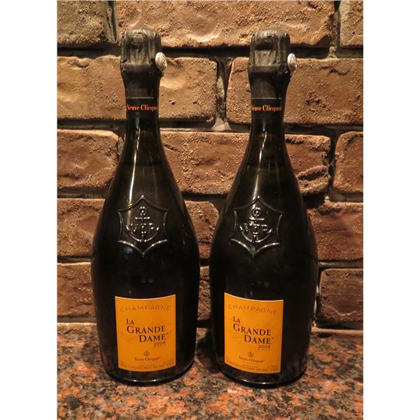 Qty 2 Bottles Veuve Clicquot 2008 La Grande Dame Brut Champagne