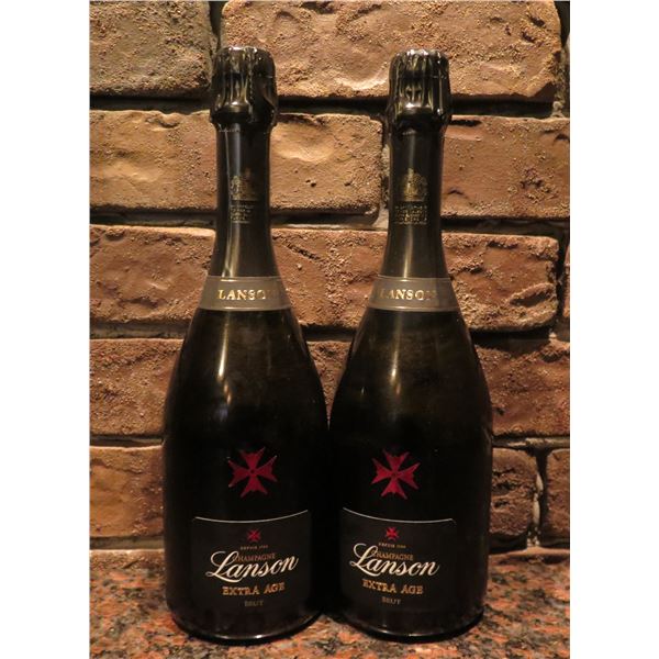 Qty 2 Bottles Lanson Extra Age Brut Champagne