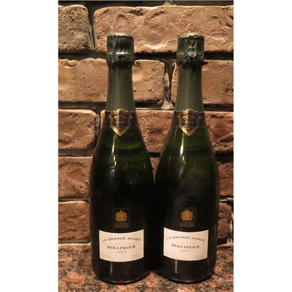 Qty 2 Bottles Bollinger 2007 La Grande Annee Champagne