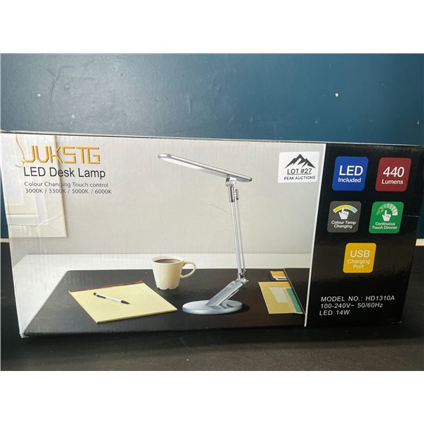 Lot of 1 Color Changing LED Desk Lamp w/ Touch Control & USB Charging Ports