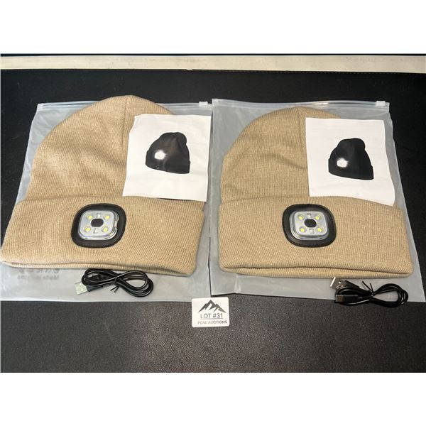 Lot of 2 LED Rechargeable Beanies/Toques