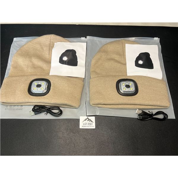 Lot of 2 LED Rechargeable Beanies/Toques