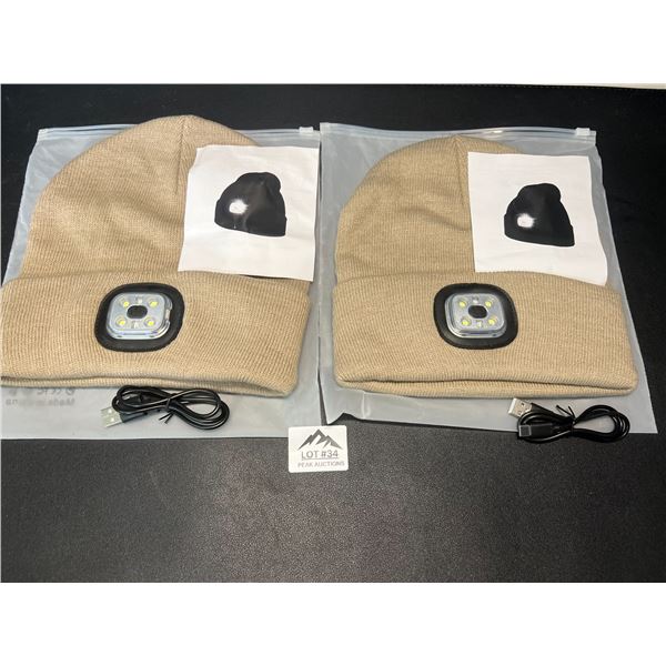Lot of 2 LED Rechargeable Beanies/Toques