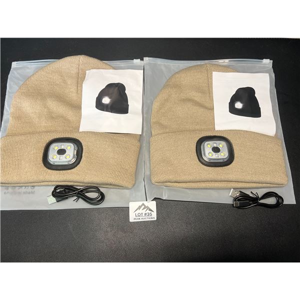 Lot of 2 LED Rechargeable Beanies/Toques
