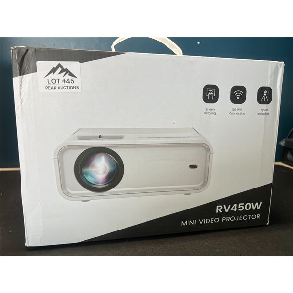 Lot of 1 RV450W Mini Video Projector w/ Screen Mirroring & 5G WiFi, & Tripod Stand