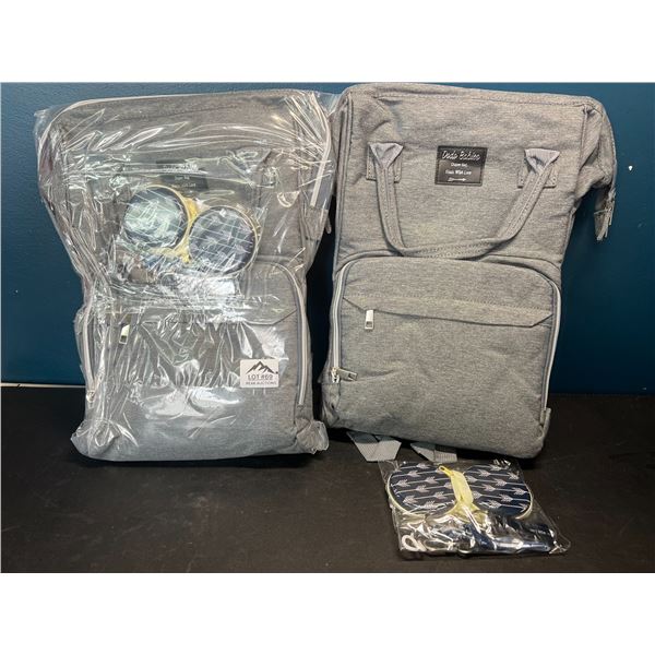 Lot of 2 DodoBabies Insulated Backpack Style Diaper Bags - Grey