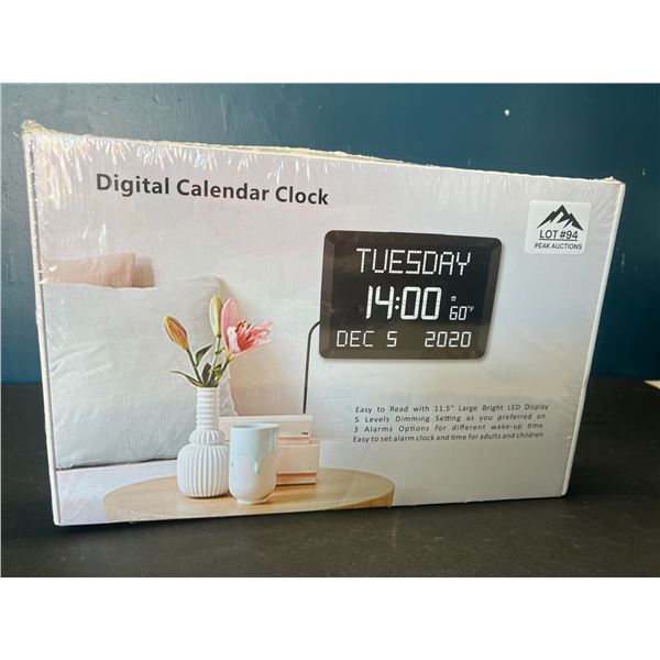 Lot of 1 Digital Calendar Clock - 11.5inch Large LED Display - "Dementia Clock" for Seniors