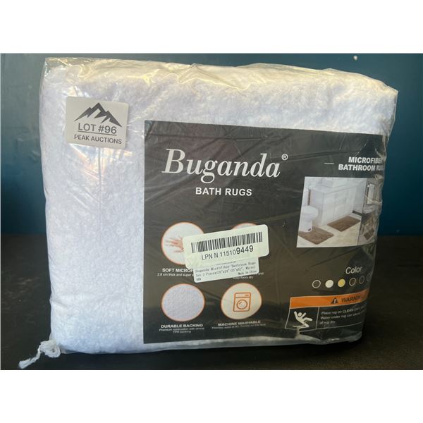 Lot of 1 Buganda Microfiber White Bath Rug Set - 2PCS - 20x24in & 20x32in Sizes