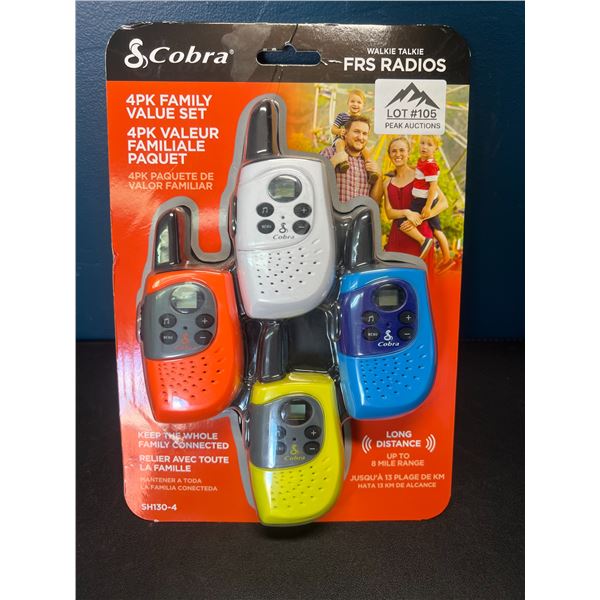 Lot of Cobra Walkie Talkie FRS Radios - 4 Pack Family Set - Brand New!!