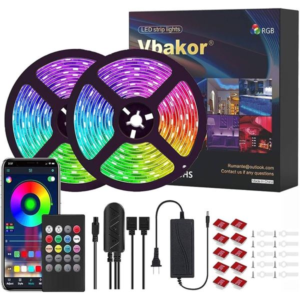 Lot of 2 LED Strip Light Kits w/ Remote Control - 32.8FT Each!