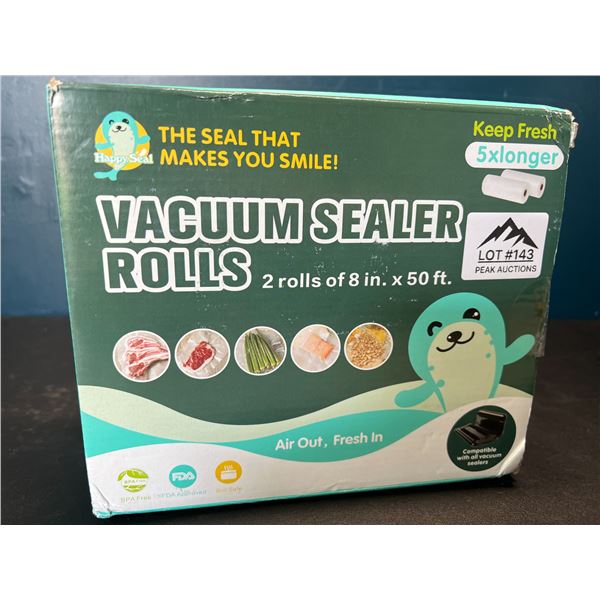 Lot of 1 Box of Vacuum Sealer Rolls - 2 rolls of 8in x 50FT length