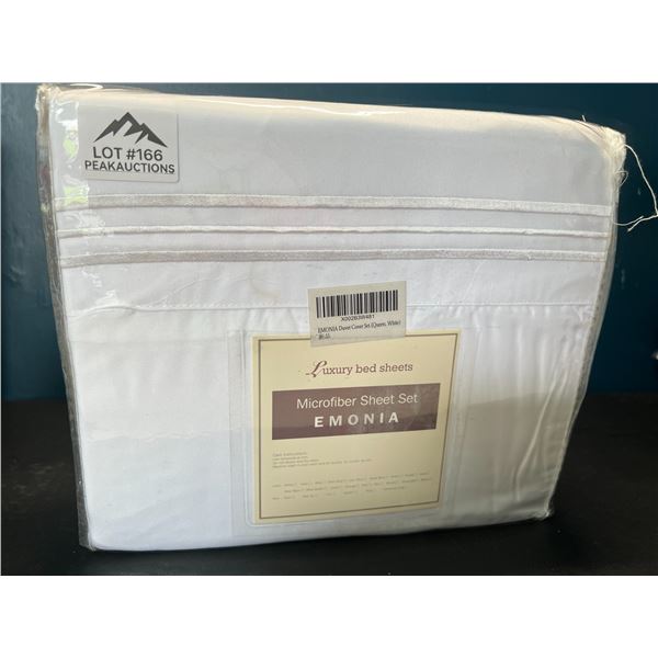 Lot of 1 Luxury Emonia Queen Size White Bed Sheet Duvet Cover Set