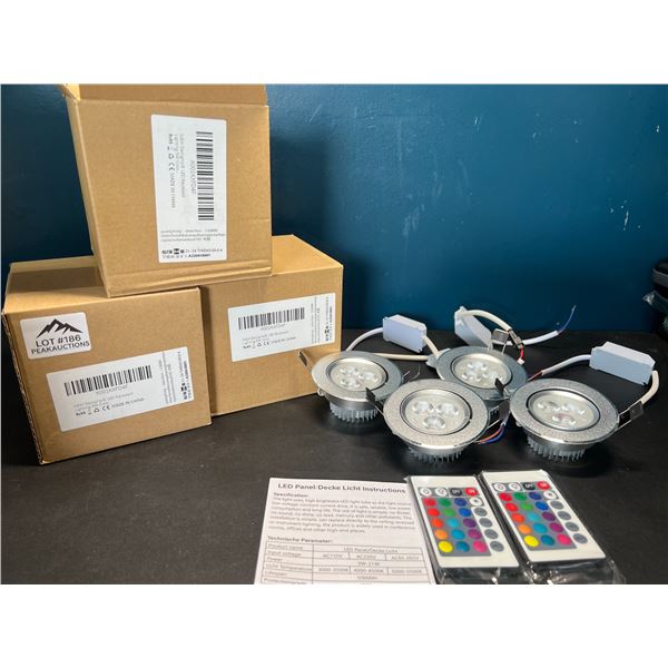 Lot of 3 Multi-Pack Boxes of LED Panel Recessed Color Changing Lights - 4lights per box/12 total
