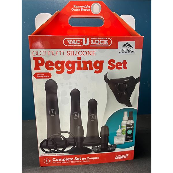 Lot of 1 Doc Johnson Vac-U-Lock Platinum Silicone Pegging Set/Sex System - Complete Set for Couples