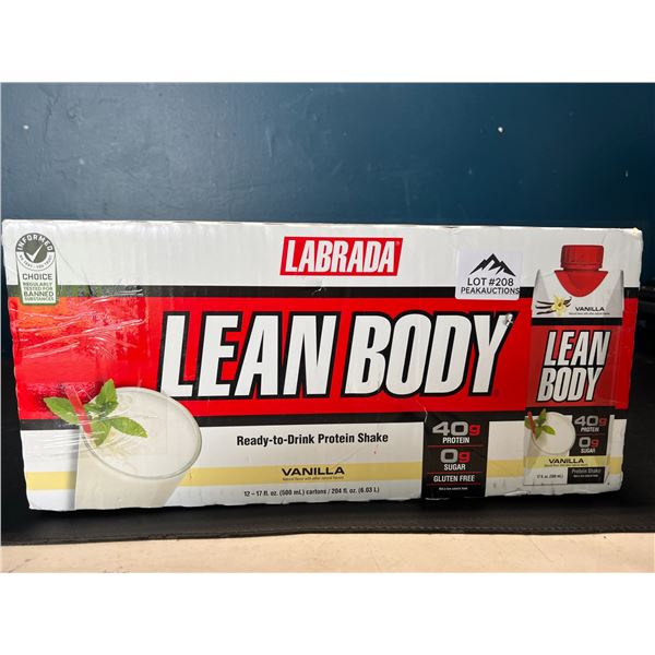 Lot of 1 Case of Labrada Lean Body Ready-To-Drink Vanilla Protein Shakes - 12 x 17fl oz. cartons