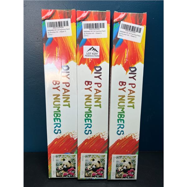 Lot of 3 DIY Oil Painting Paint By Number Kits - Panda Design - 40x50 size