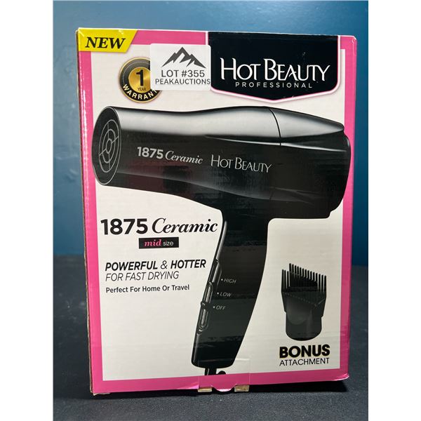 Lot of 1 Hot Beauty 1875 Ceramic Hair Dryer