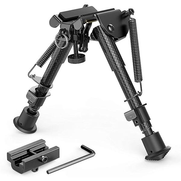 Lot of 1 Feyachi Carbon Fiber Tactical Rifle Bipod 6"-9" - Adjustable with Picatinny Adapter