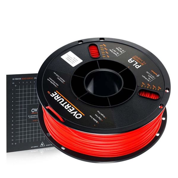 Lot of 2 Rolls of Overture PLA 3D Printing Filament - Red