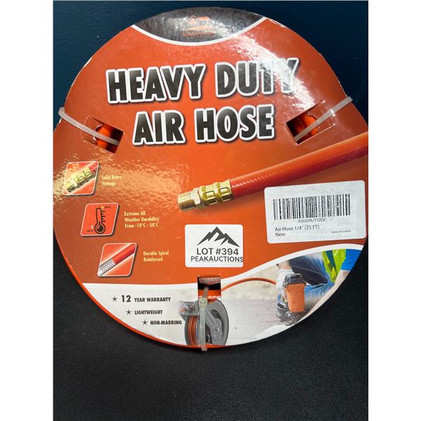 Lot of 1 Heavy Duty Air Hose - 1/4" - 25FT Length