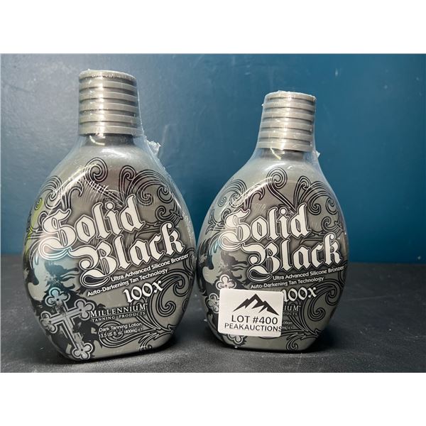 Lot of 2 "Solid Black" Brand Ultra-Advanced Silicone Bronzer/Dark Tanning Lotion