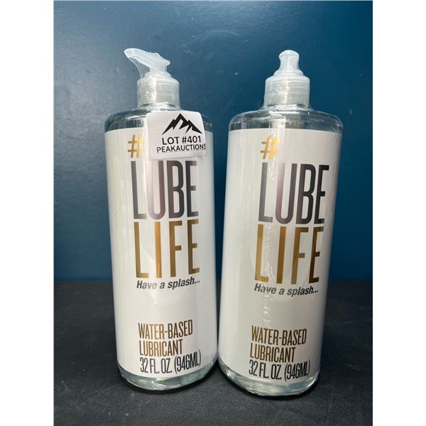Lot of 2 Bottles of LubeLife Water-Based Lubricant - Large 946 mL Bottles - Brand New Sealed!