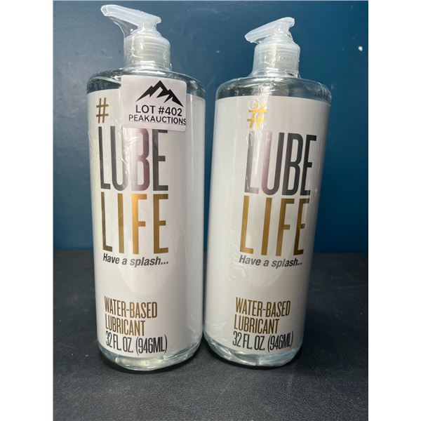 Lot of 2 Bottles of LubeLife Water-Based Lubricant - Large 946 mL Bottles - Brand New Sealed!