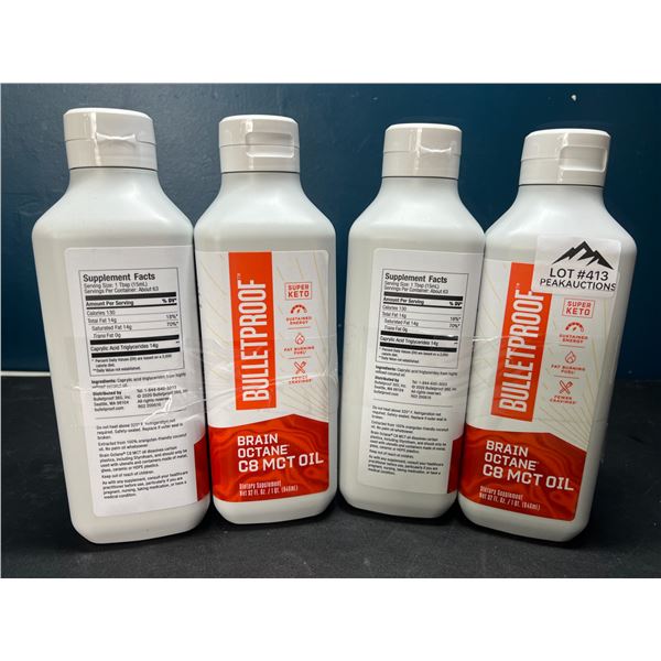Lot of 4 Bottles of Bulletproof Brain Octane C8 MCT Oil Dietary Supplements - 32oz each