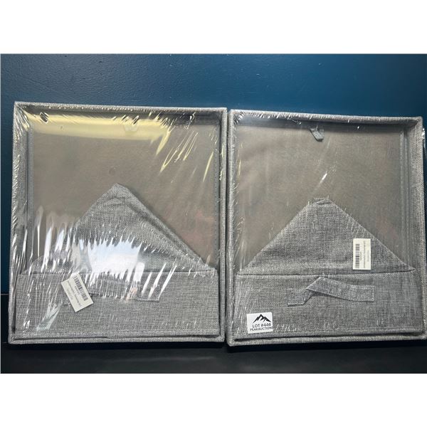 Lot of 2 Linen Scrapbook Storage Boxes/Photo Organizers - Gray
