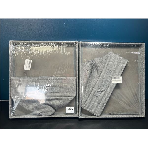 Lot of 2 Linen Scrapbook Storage Boxes/Photo Organizers - Gray