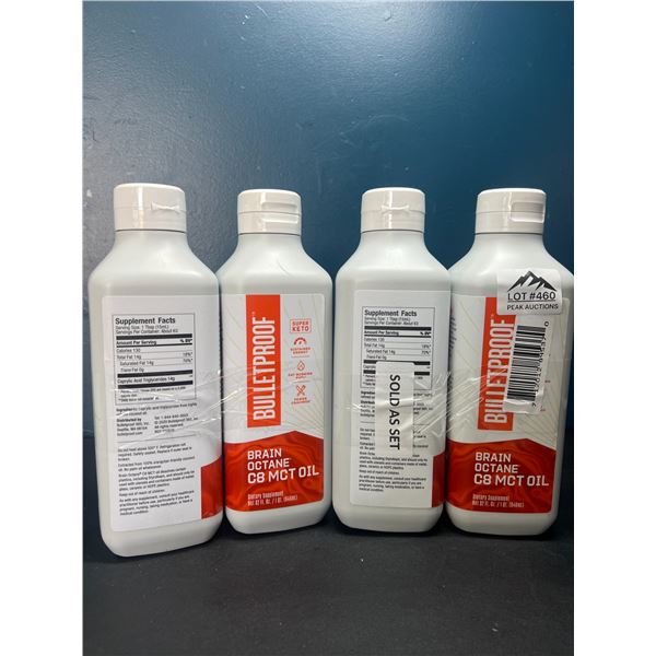 Lot of 4 Bottles of Bulletproof Brain Octane C8 MCT Oil Dietary Supplements - 32oz each