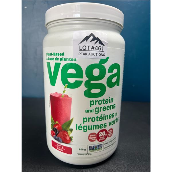 Lot of 1 Vega Plant-Based Protein and Greens - Berry Flavor - 600ml Large Tub Protein Powder