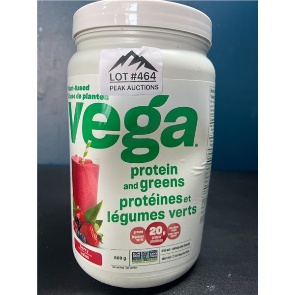 Lot of 1 Vega Plant-Based Protein and Greens - Berry Flavor - 600ml Large Tub Protein Powder